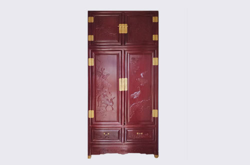 南宁高端中式家居装修深红色纯实木衣柜