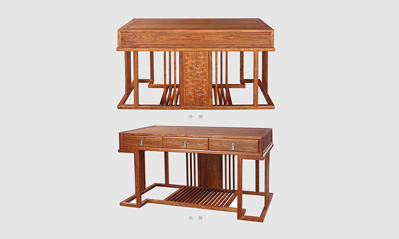 南宁 别墅中式家居书房装修实木书桌效果图